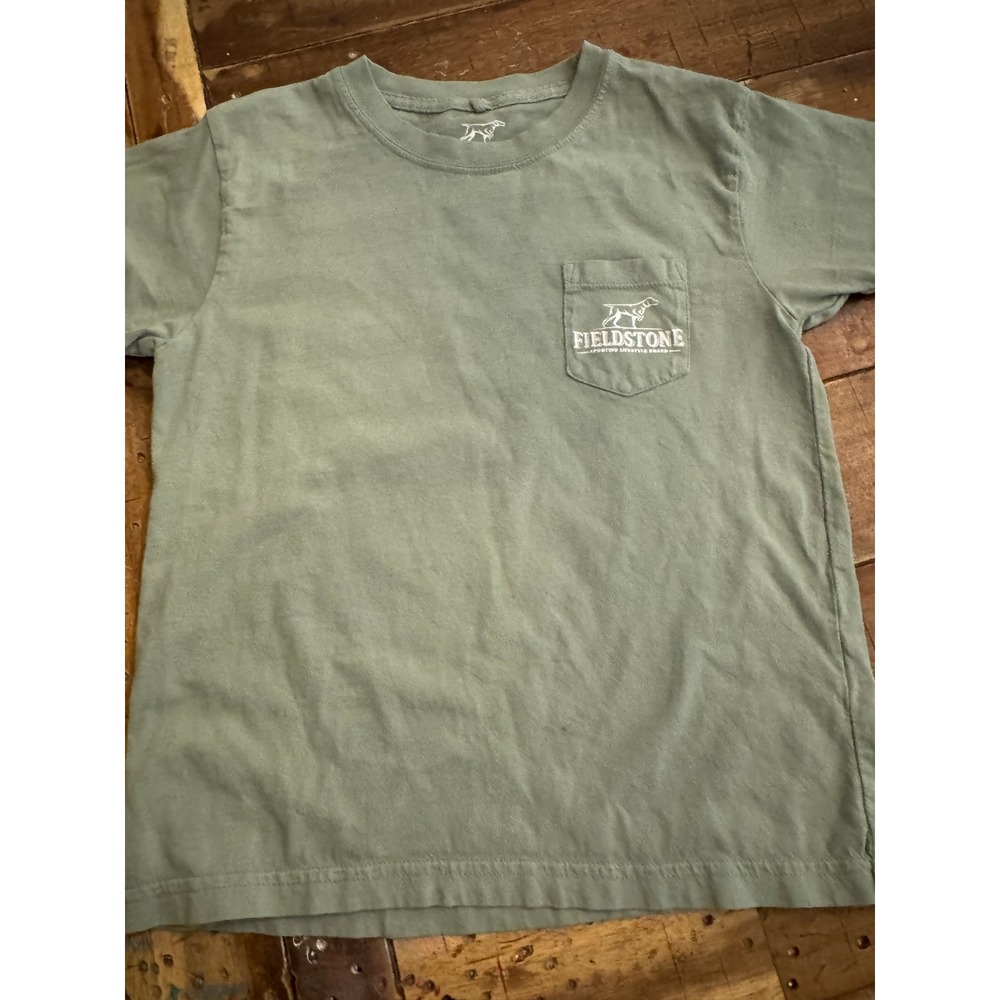 Fieldstone Youth Sage Green Turkey Graphic Pocket T-Shirt Size YS 6-8